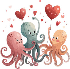 Four Octopuses Valentine's Day