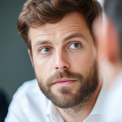 Obraz premium man with beard looking to side