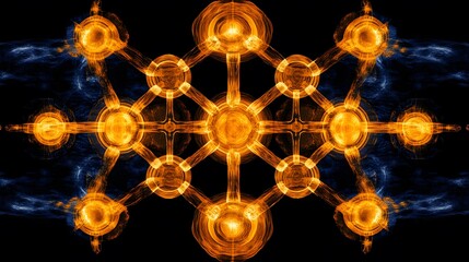 Abstract Fiery Orange and Blue Network Pattern