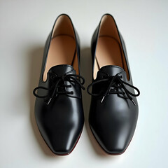 "Elegant Black Leather Lace-Up Heels for Women: Curved Wooden Heel, Perforated Detailing, and Timeless 1940s Retro Design"
