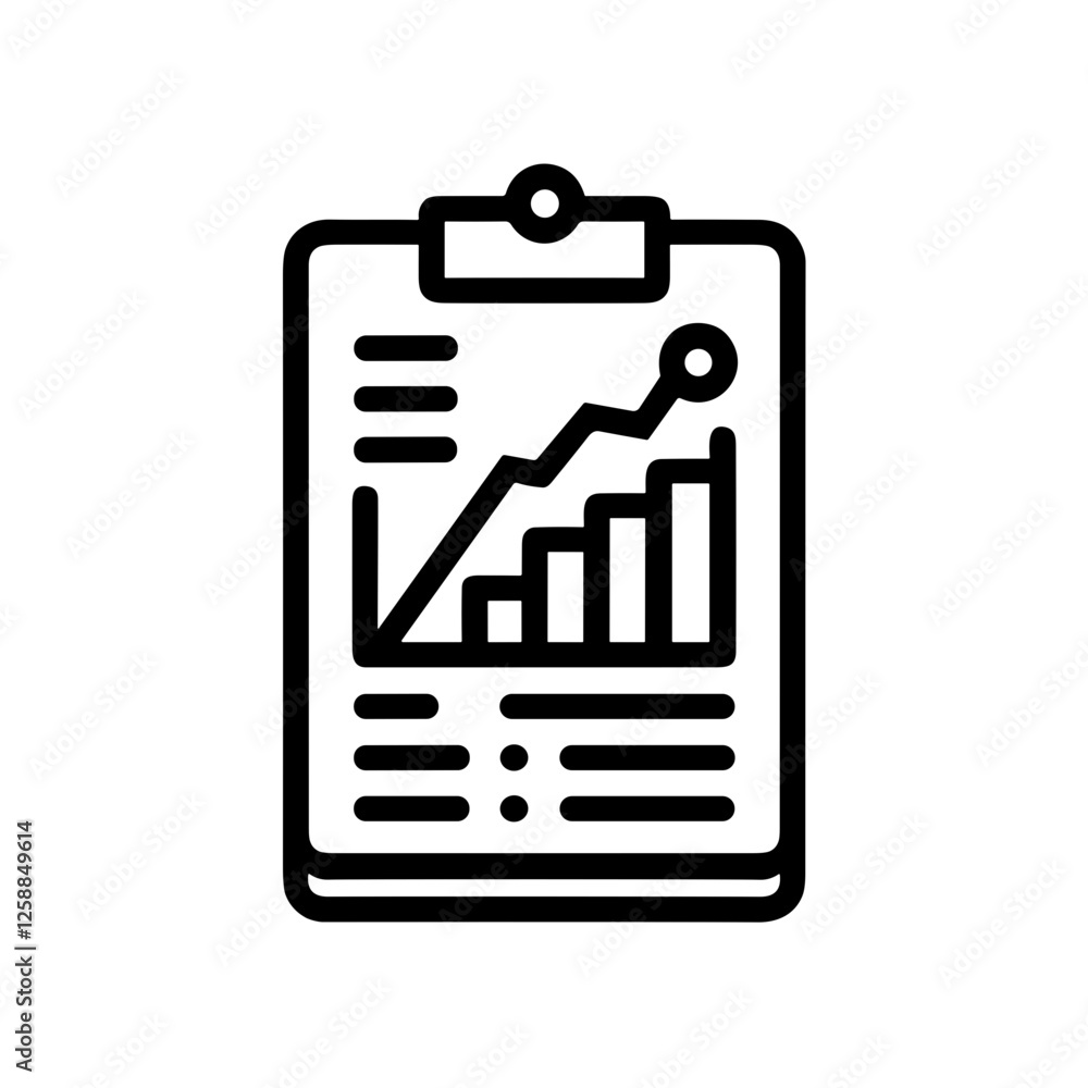 Aufkleber document with chart in a minimalistic black-and-white line art style for business concepts