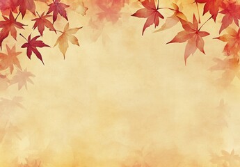 Autumn leaves frame on parchment; fall background, design element
