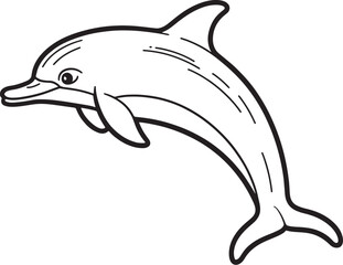 Fototapeta premium Minimalist Dolphin Line Drawing and silhouette Design