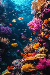 Underwater marine life vibrant reef, corals & tropical fish