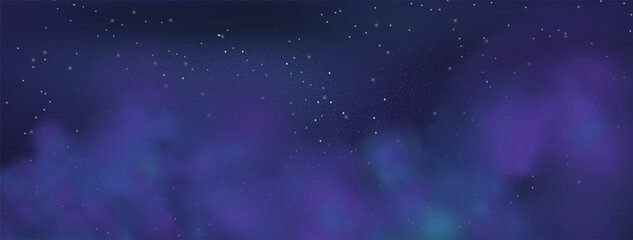 Starry night sky with astrological constellations. Space stars background.Space nebula and glittering stardust.