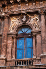 Architectural details of the Massimo Bellini Theater (Teatro Massimo Bellini, 1890). Catania, Sicily, Italy.