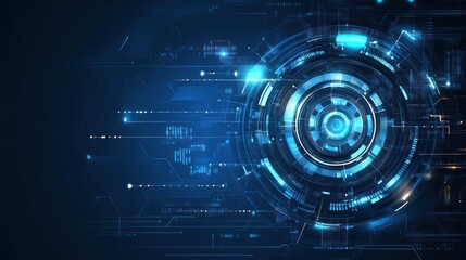 Obraz premium Abstract futuristic technology background with glowing blue circle.