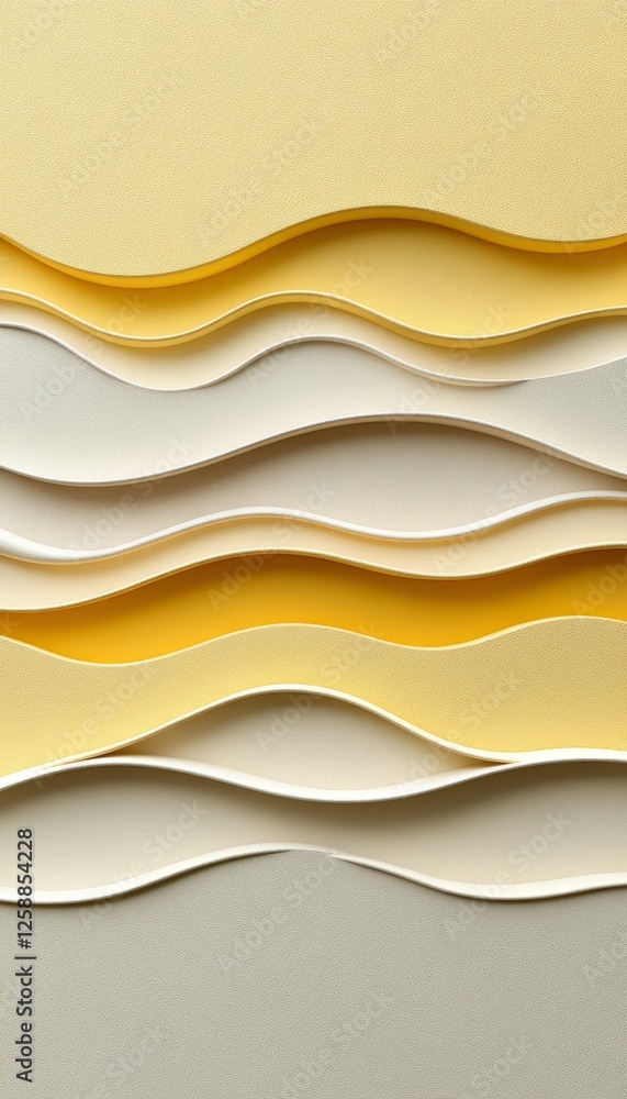 Aufkleber minimalist 3d wave pattern in subtle yellow color palette. elegant background design.