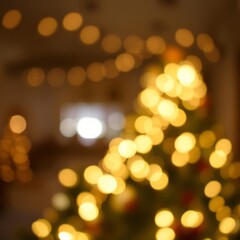 Obraz premium Blurry christmas tree lights create vintage winter party background Bokeh light lights background bokeh abstract light bright effect shiny
