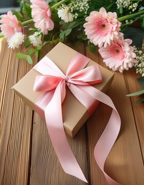 gift box with pink flowers