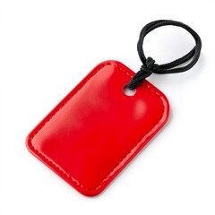 Fototapeta premium Vibrant Red Tag with Black Rope for Various Uses and Applications