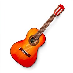 Fototapeta premium Acoustic Guitar on White Background for Teenager Music Themes