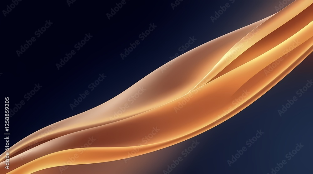 Poster waves of golden light flow gracefully across a dark backdrop creating an abstract design. generative