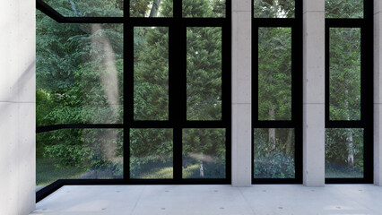 Naklejka premium empty interior room shadow wall space background mock up architecture sunlight. empty home modern window light floor design apartment white house indoor. blank minimal concept backdrop bright clean.