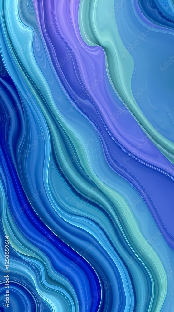 Aufkleber flowing waves of blue and green abstract art creating a tranquil atmosphere. generative ai