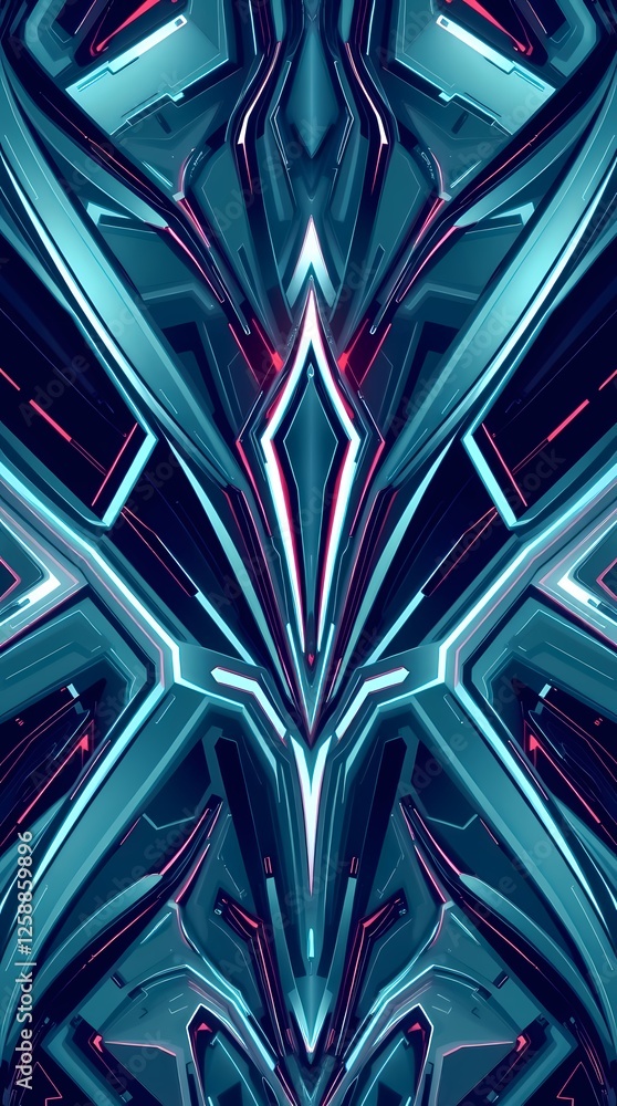 Poster intricate futuristic design with vibrant colors and geometric patterns. generative ai