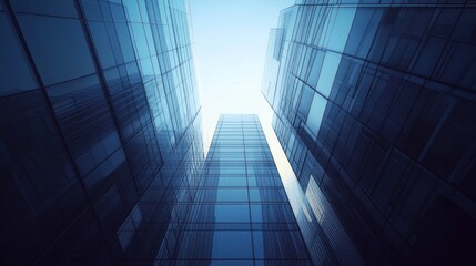 Obraz premium Modern Glass Skyscrapers Reaching for the Sky