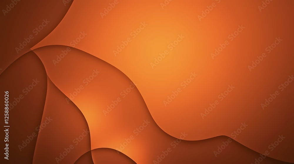 Poster elegant warm abstract design with flowing curves and soft gradients in shades of orange. generative 