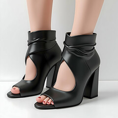 "High-Fashion Women’s Black Leather Oxford Heels: Italian Craftsmanship, Lace-Up Design, and Pointed Toe for a Vintage-Inspired Look"
