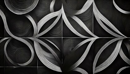 abstract geometric background of white circles on textured black background in random abstract pattern abstract modern art design with distressed grunge texture