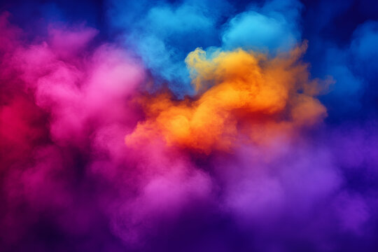 Abstract clouds of color smoke colorful texture background. Colored fluid powder explosion, dust,