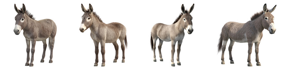 Obraz premium Donkey isolated on transparent background ,PNG, set of