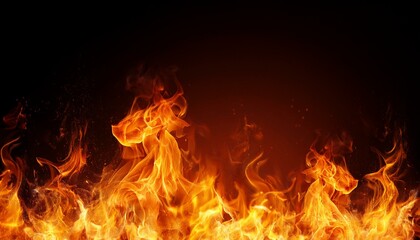 fire abstract background with flames and copyspace