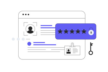 Two steps verification to protect personal data. User authorization, login authentication and information protection. Flat Cartoon Vector Illustration, icon. Stylish abstract web design