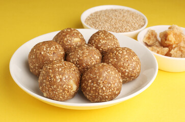 Tilgud laddu or jaggery and seasame laddu made during the festival of Sankrant