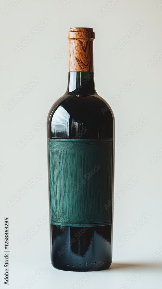 Poster elegant dark wine bottle showcasing a minimalistic design against a soft backdrop that highlights it