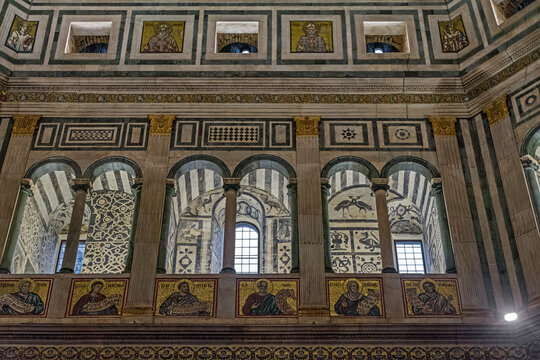 wall and windows in the Baptisterium San Giovanni, Florence, Italy