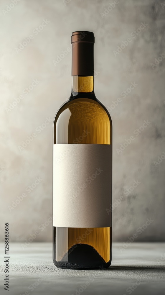 Poster elegant display of a blank wine bottle highlighting craftsmanship and minimalism in a softly lit set