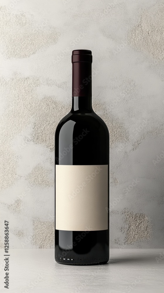 Poster elegant dark wine bottle on a minimalist background showcasing potential for custom design and label