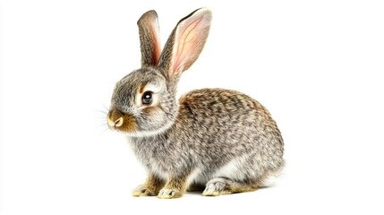 Fototapeta premium Adorable Gray Bunny Rabbit with Long Ears and Soft Fur