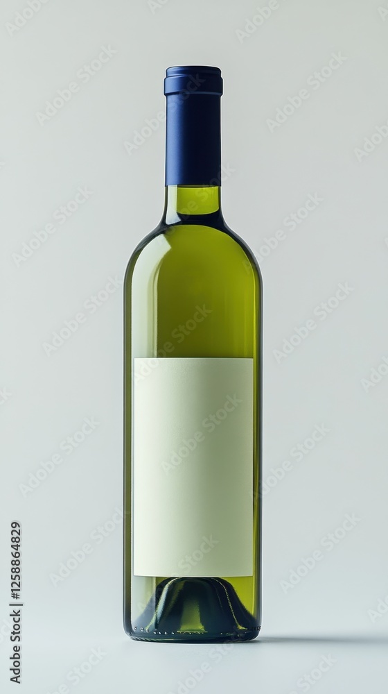 Poster elegant wine bottle design featuring a blank label for customization in a minimalist setting