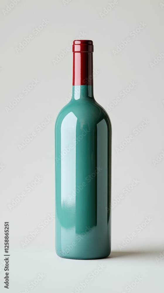 Poster elegant green bottle with contrasting red cap displayed against a soft, neutral background in a mini