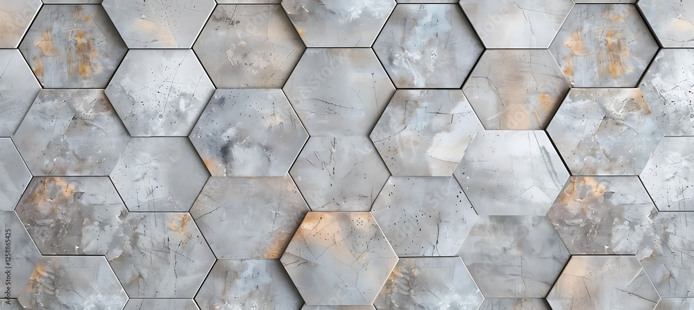 Poster explore the intricate beauty of gray hexagonal patterns in a contemporary geometric abstract backgro