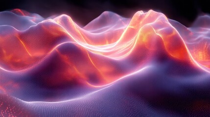 Obraz premium Dynamic Colorful Waves in Abstract Landscape with Glowing Patterns