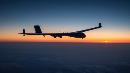 Silhouette Of A High Altitude Aircraft At Sunset