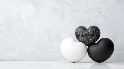 Obraz premium Abstract monochrome hearts on textured backdrop