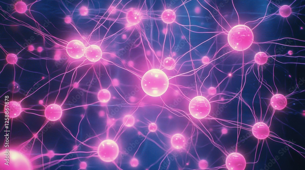Poster vibrant connections of energy illuminated by a mesmerizing glow in a microscopic view of molecular i