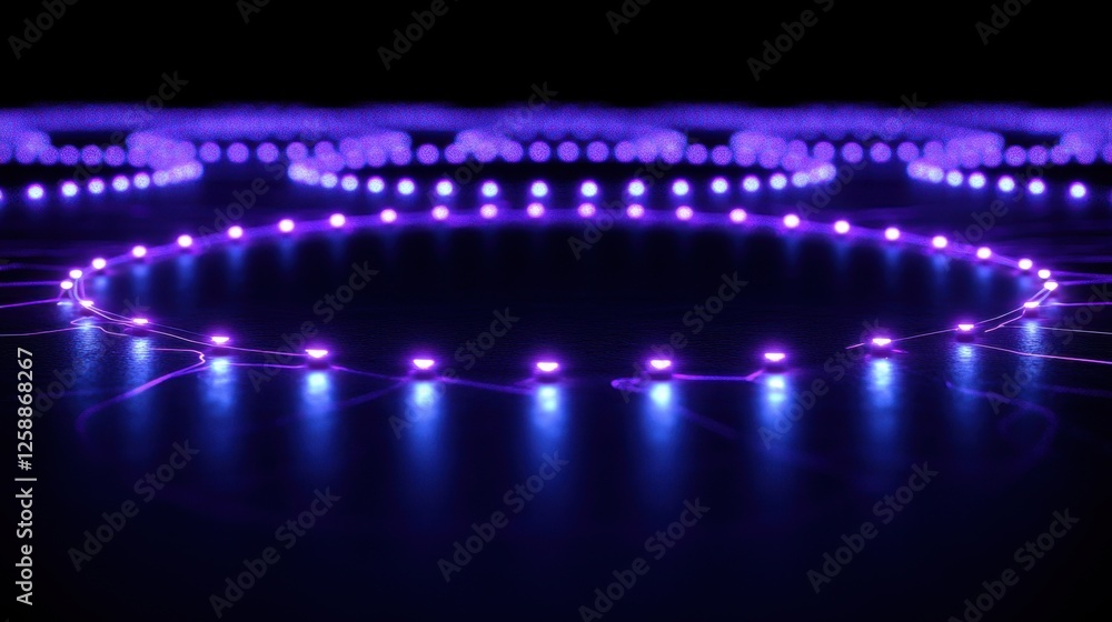 Aufkleber illuminated patterns create a mesmerizing visual experience in a dark room with purple lights