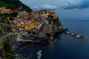 Manarola at night, Chinque Terre, Italy