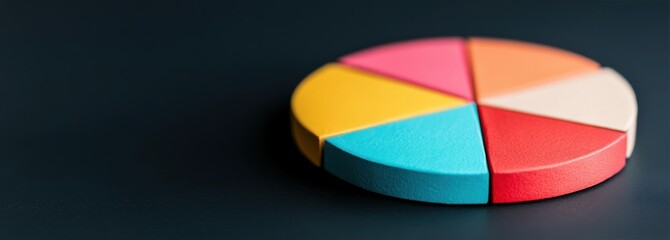 Obraz premium Marketing research concept. Colorful pie chart on a dark background.