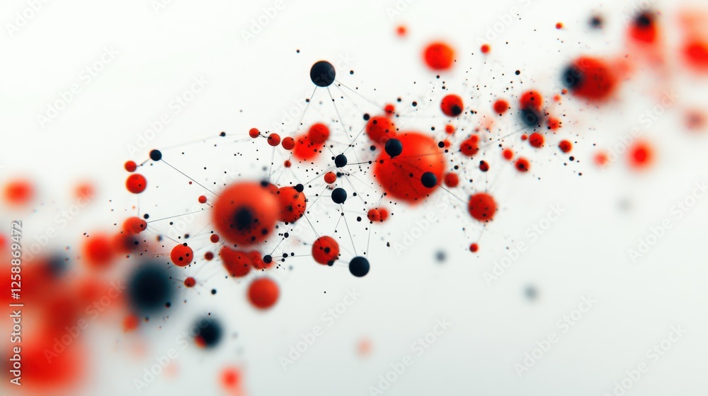Poster vibrant spheres and lines create an abstract representation of cosmic connections and energy flow in