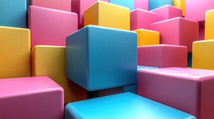 Fototapeta premium Colorful Geometry with Stacked Cubes in Vibrant Shades and Tones