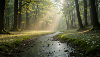 Obraz premium Serene Forest Stroll