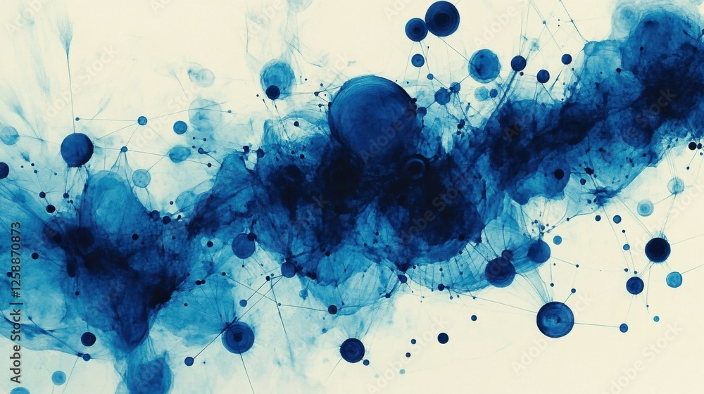 Poster intricate blue abstract design showcasing fluid shapes and patterns in a captivating interplay of co
