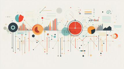 Naklejka premium Professional business team working on a project together in the office Using economic growth charts and network connections to accompany the data. in Innovation analyzing future trends