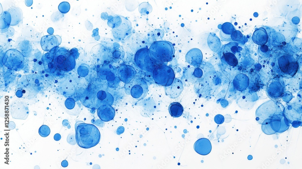 Poster vibrant blue abstract art showcasing dynamic patterns and fluid shapes in a serene setting